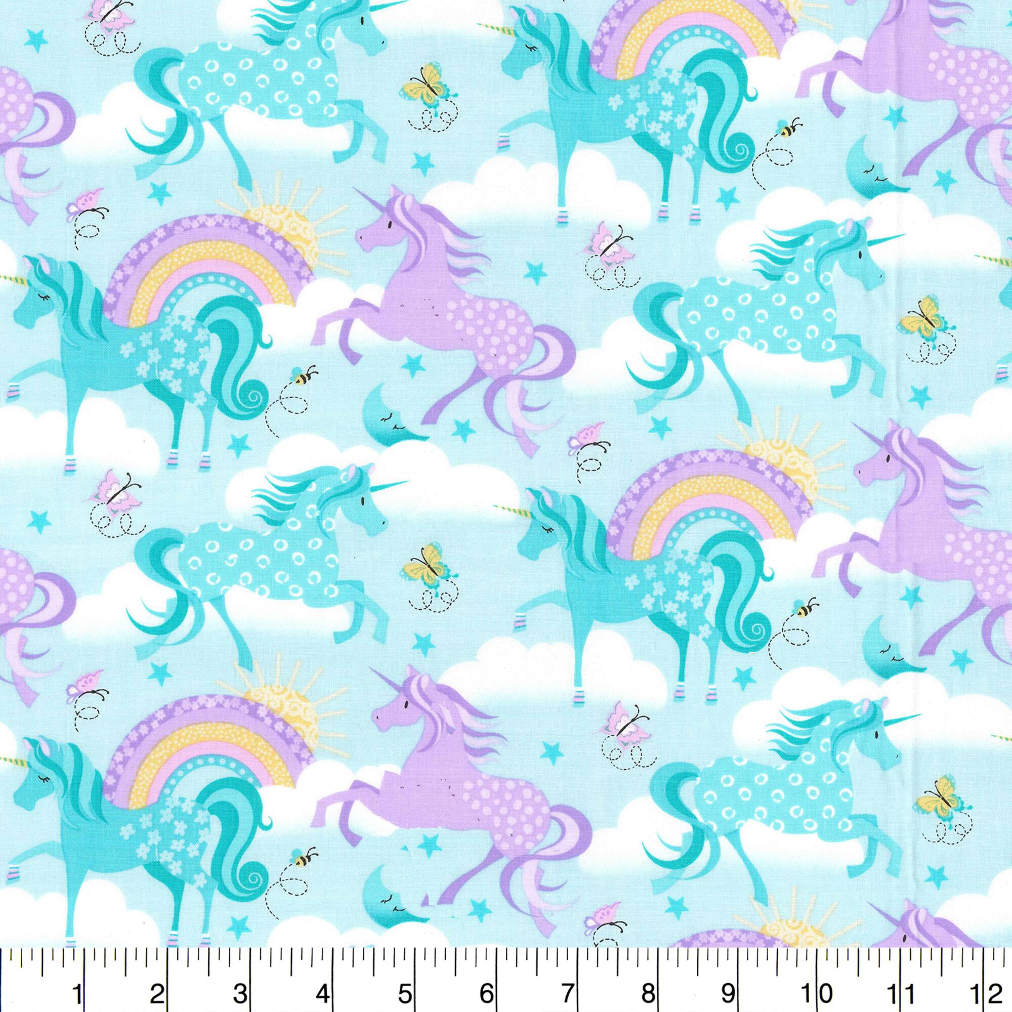 Fabric Traditions Purple Unicorn Cotton Fabric
